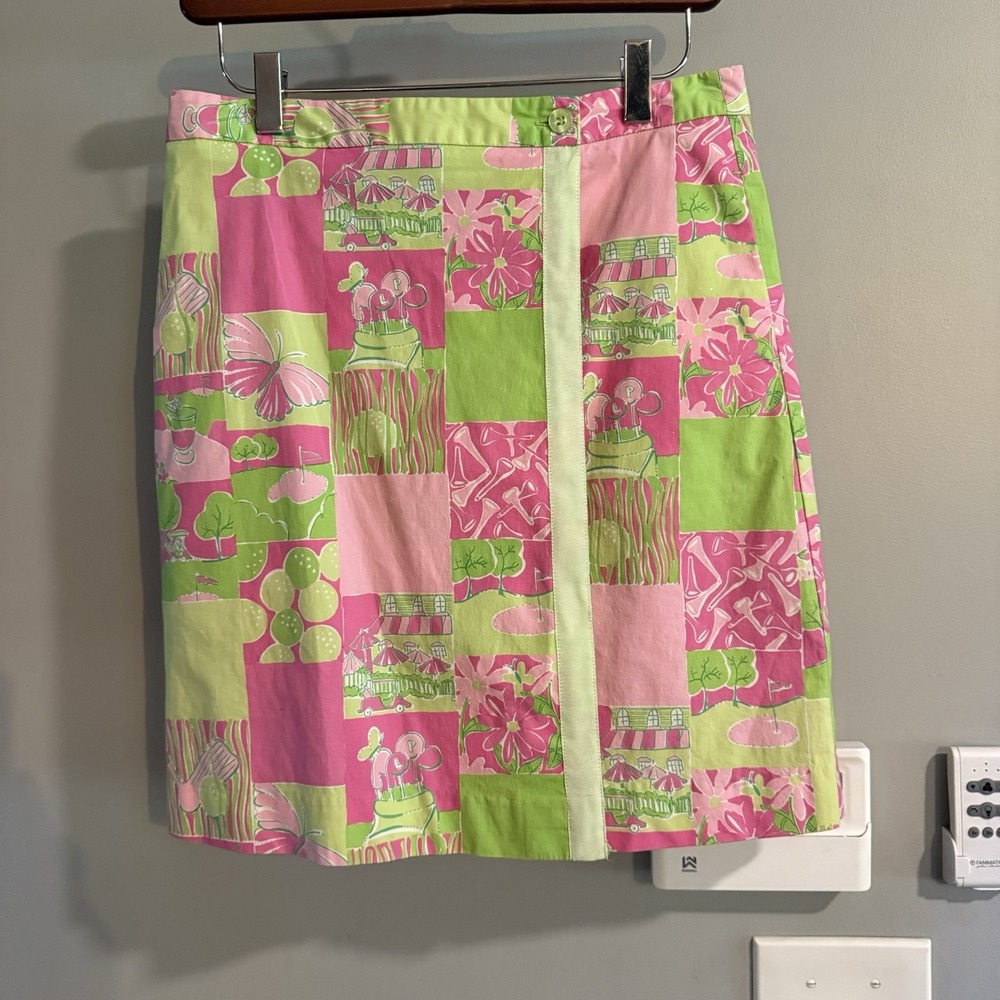 Lilly Pulitzer Skort Skirt Shorts Colorful Patchwork Print Golf Athletic Sz 4